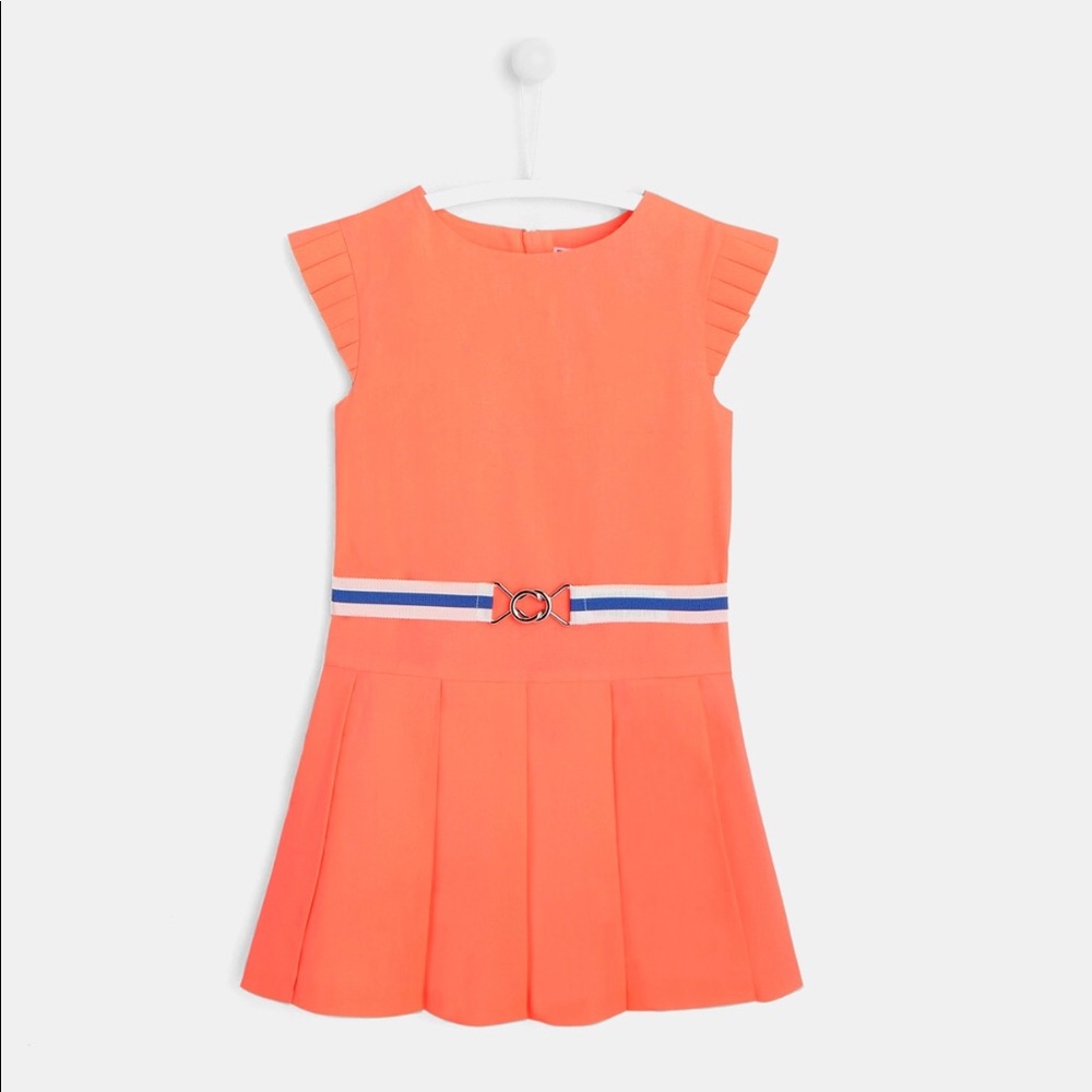 Jacadi Girls Pleated Dress, Orange, Size 8